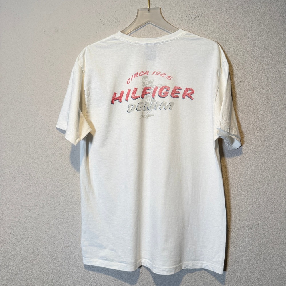 Tommy Jeans Hilfiger Denim Circa 1985 Graphic T-Shirt Mens Medium White Cotton